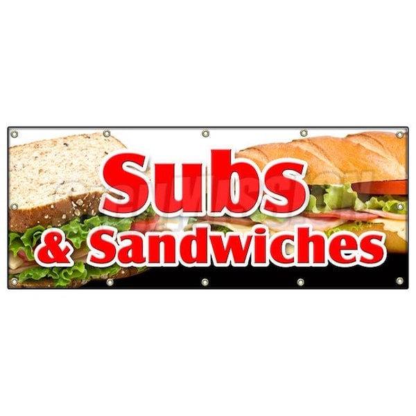 SUBS & SANDWICHES BANNER SIGN hero hoagie huge homemade grinders drinks